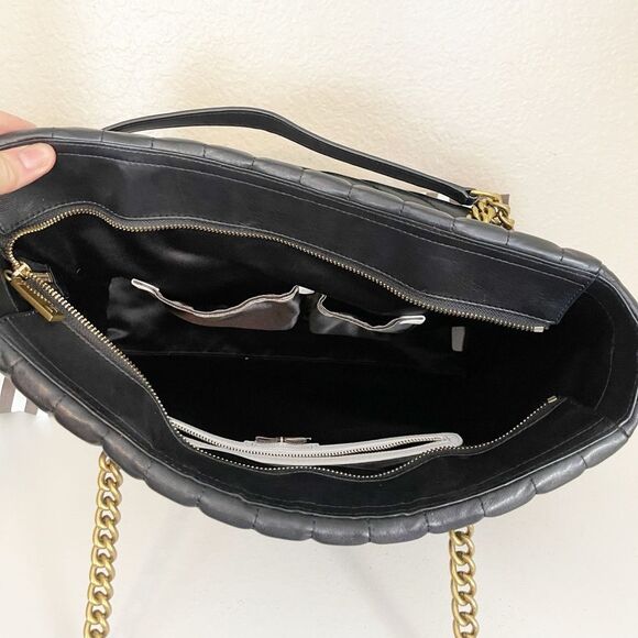 Henri Bendel Black Quilted Laptop Bag with chain handles - Picture 14 of 16
